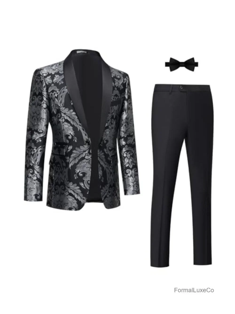 Men's Tuxedo 2 Piece Suit Slim Fit Floral Blazer Prom Wedding Party